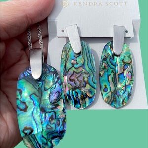 NWT Kendra Scott Silver Abalone Earrings and Necklace